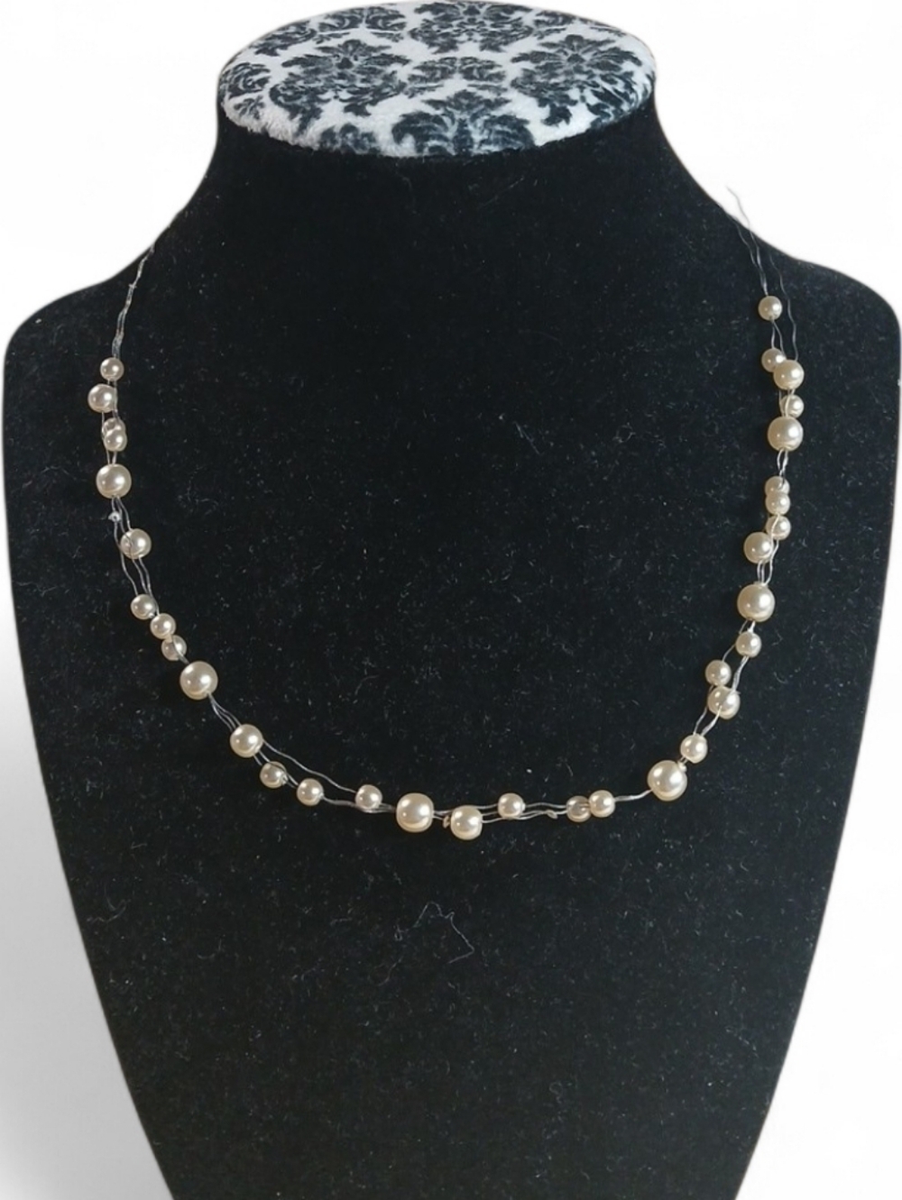 N4181 Delicate Faux Pearl Beaded Silver-Tone Necklace BOGO